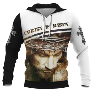 Fitspi gros dieu chrétien jésus hommes sweat à capuche surdimensionné impression 3d Harajuku mode sweat à capuche pull décontracté hauts - Product Image 3