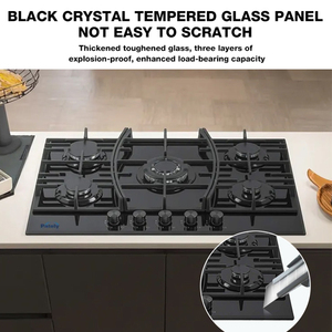 เตาแก๊สแบบฝังห้าหัวเตา ควบคุมด้วยปุ่ม กระจกนิรภัย คุณภาพสูง ให้ความร้อนเร็ว ประหยัดพลังงาน เหมาะสำหรับโรงแรมและใช้ในบ้าน - Product Image 5