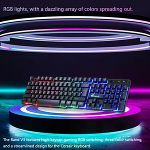 คีย์บอร์ดเกมมิ่งแบบมีไฟ RGB 104 ปุ่ม วัสดุ ABS สำหรับคอมพิวเตอร์ตั้งโต๊ะ/แล็ปท็อป/พีซี เชื่อมต่อผ่าน USB สีรุ้ง วัสดุพลาสติก ขายส่ง - Product Image 4