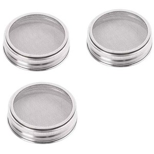 Lot de <span class=keywords><strong>3</strong></span> couvercles en acier inoxydable pour bocaux de germination pour une superbe ventilation adaptés aux bocaux Mason à large ouverture pour la fabrication d'<span class=keywords><strong>orga</strong></span> - Product Image 1