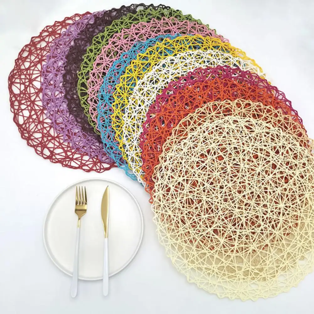 DIY Round Handmade Bowl Mat Multi-function Wear Resistant Paper String Home table Placemats for Cafes Drink Kitchen Decoration