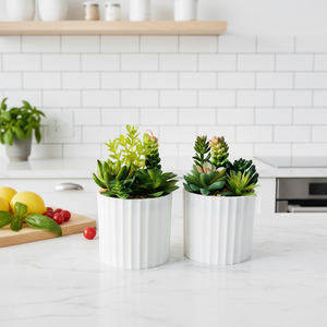 Planta Artificial <span class=keywords><strong>con</strong></span> Patrón <span class=keywords><strong>de</strong></span> Rayas Verticales en Maceta, Decoración <span class=keywords><strong>de</strong></span> <span class=keywords><strong>Mesa</strong></span> para San Valentín - Product Image 1