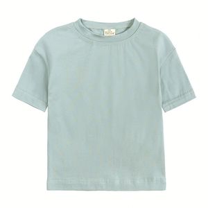 Verano niños color sólido pulóver manga corta niños camiseta algodón ropa de bebé - Product Image 3