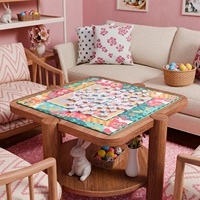 Ensemble de Mahjong Américain Jaune Uni Multi-couches à Motifs Lapin, Poussin et Carotte, Thème Pâques et Printemps