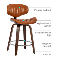 Coussin en bois Faux cuir café café chaise haute îlot de cuisine tabouret de Bar chaise hauteur de comptoir chaise de Bar
