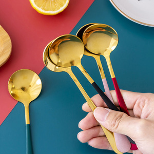 A274 Internet Celebrity Household Stainless Steel Soup & Dessert Spoon Thickened Long Handle Mixing Spoon - Product Image 3