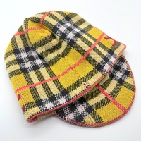 Bonnet en tricot acrylique doux à visière, jacquard à carreaux de luxe, avec broderie tête de mort, pour casquettes streetwear haut de gamme avec logo personnalisé