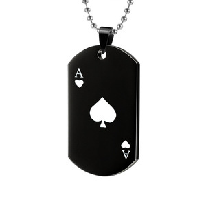 New <b>playing</b> <b>card</b> stainless steel military brand keychain high-end niche necklace pendant jewelry - Product Image 3