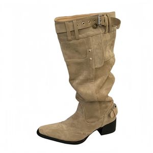 Botas <span class=keywords><strong>de</strong></span> Diseño Retro Delgadas para Otoño/Invierno 2025 con Cilindros Grandes Puntiagudos y Botas Apiladas con Tacones Altos, Botas Vaqueras - Product Image 6