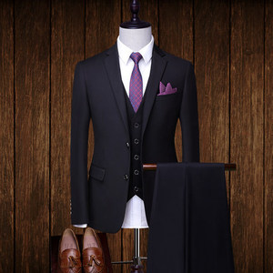 Costume <span class=keywords><strong>trois</strong></span> pièces pour <span class=keywords><strong>homme</strong></span>, couleur unie, col plat, anti-rides, multi-tailles, personnalisé, pour occasions de mariage - Product Image 3
