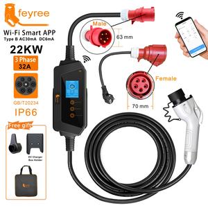 Chargeur de véhicule électrique portable de niveau 2 7KW/22KW 32A intelligent mural avec connecteurs SAE/J1772/IEC/GBT/ et câble de 5m, WIFI/APP pour - Product Image 5