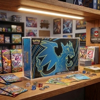 Boîtier acrylique de luxe transparent Mega Charizard X Ultra Premium Collection pour l'affichage de cartes TCG, avec couvercle magnétique et protection UV