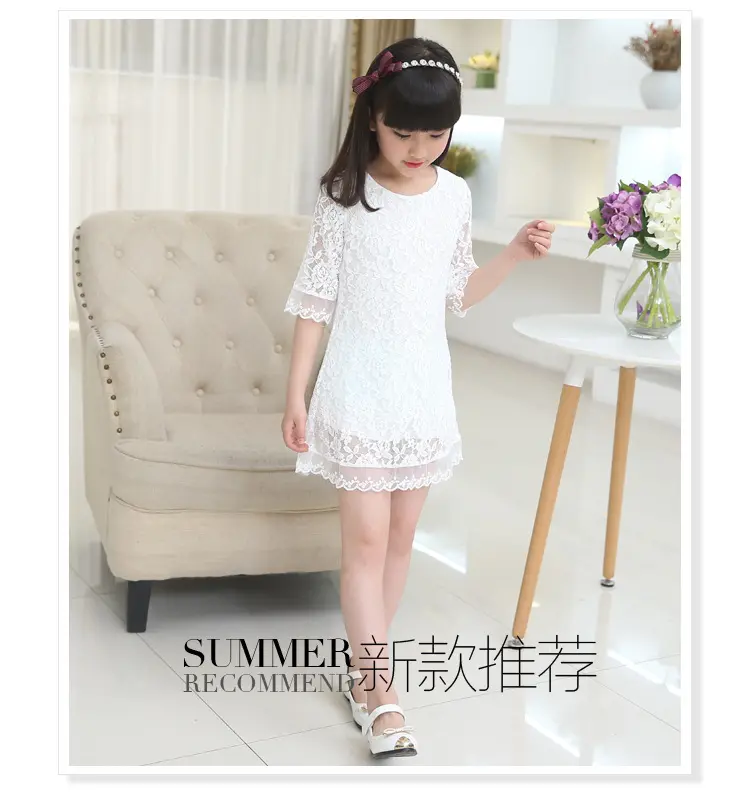 Çocuklar için 2020 yeni yaz sonbahar dantel elbise beyaz büyük boy kız elbise prenses 3 4 6 8 10 12 14 16 18 yaşında bebek kız elbise