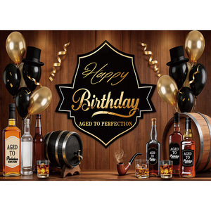 Fondo de Fotografía Retro para Cumpleaños de Hombre, Decoración con Diseño de Auto Clásico, Pancarta Nostálgica en Negro y Dorado - Product Image 5