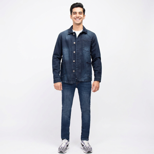 Veste en jean décontractée noire pour homme en coton délavé, nouvelle collection 2026, vente en gros - Product Image 1