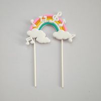Regenbogen-Kuchendekoration Einsatz Kinderfreundliche Bunte Wolke Herz PVC-Material Topper Ornament Geburtstagsparty-Dekoration