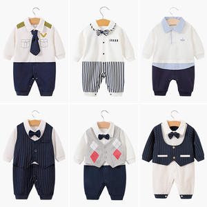 Tutina per <span class=keywords><strong>Neonato</strong></span>, Outfit per Primo Compleanno, <span class=keywords><strong>Abbigliamento</strong></span> Primaverile e Autunnale in Cotone, Vestiti da Gentiluomo per Neonati, <span class=keywords><strong>Abbigliamento</strong></span> per Bambini in Stile Britannico - Product Image 3