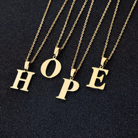 Collier avec pendentif alphabet en chaîne à maillons en acier inoxydable plaqué or et argent, lettres initiales, tendance, unisexe, pour couple