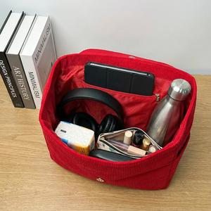 Zaini da <span class=keywords><strong>donna</strong></span> alla moda in velluto a coste <span class=keywords><strong>rosso</strong></span>, stile coreano, personalizzabili, impermeabili, di grande capacità, casual, per viaggi e laptop - Product Image 4