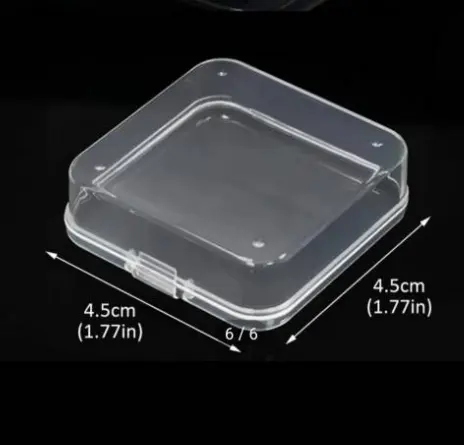 Transparente pequena caixa quadrada com tampa ferramenta caixa prego vestindo plástico caixa brinquedo acessórios armazenamento mini caso
