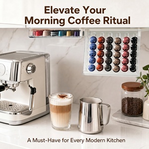 Caja de Almacenamiento de Cápsulas de Café Transparente, Tipo Cajón Montado en la <span class=keywords><strong>Pared</strong></span>, Sin Perforación, Organizador de Cápsulas de Café con Deslizamiento Automático - Product Image 6