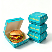 Boîtes à hamburgers en kraft biodégradables écologiques, logo personnalisé, emballage jetable pour hamburgers à emporter, vente en gros