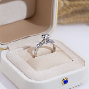 Anillo de diamantes cultivados en laboratorio Messi Jewelry MSR-2034 PT950 de forma redonda para mujer - Product Image 4