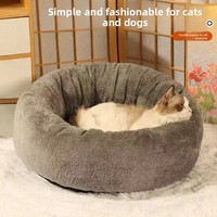 Coussin personnalisé pour chien et chat, design rond en forme de beignet, en tissu velours côtelé, anti-rayures, durable, portable, style ouvert