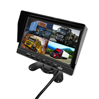 Moniteur DVR tout-en-un 4 canaux 1080P avec écran quadruple 7 pouces, lecteur de carte TF et alarme BSD pour camions-citernes et chariots élévateurs