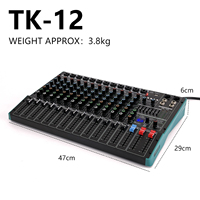 Table de mixage audio professionnelle TK12, 12 canaux, 99DSP, 48V, table de mixage DJ à succès pour la scène, studio, équipement audio essentiel