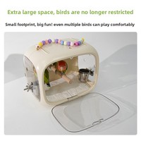 Cage de transport portable en acrylique pour perroquets avec mangeoire et perchoir, sac de transport respirant pour l'extérieur pour perruches et agapornis