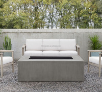 Table basse rectangulaire d'extérieur étanche, moderne et haut de gamme, en béton, avec foyer au gaz, pour villas et complexes hôteliers