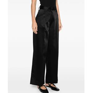 Pantalones de Mujer de Pierna Ancha, Cintura Media, Corte Regular, de Satén Negro, de Secado Rápido, para Oficina, Casual, para Ir al Trabajo, ODM - Product Image 5