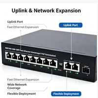 PoE-Switch mit 8 Ports und 1 Uplink, 2 SFP-Steckplätze, Power Over Ethernet Netzwerk-Switch für CCTV-Systeme