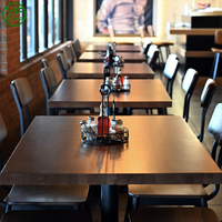 Table de restaurant personnalisable, moderne, carrée ou rectangulaire, plateau en bois massif, pieds en métal pour café et restaurant