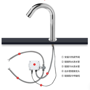 Robinet <span class=keywords><strong>de</strong></span> salle <span class=keywords><strong>de</strong></span> bain mural moderne à capteur automatique en alliage <span class=keywords><strong>de</strong></span> zinc chromé poli, sans contact, à arc élevé, mitigeur pour lavabo sur colonne - Product Image 6