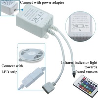 Contrôleur IR dc 12v RGB avec télécommande à 24 touches pour bande lumineuse RGB LED SMD 2835/3528/5050