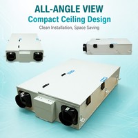Ventilateur de récupération d'énergie ERV OEM, orientation gauche/droite en option, préchauffage/prérefroidissement, filtre HEPA H12 99%, utilisation en salle de bain, 150-6000CMH