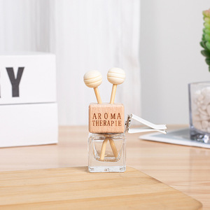 Custom Square 8ml Reed <strong>Diffuser</strong> Glass Aroma Bottle Vent <strong>Car</strong> <strong>Diffuser</strong> Perfume Bottle with Wooden Cap and <strong>Clip</strong> for <strong>Car</strong> Decoration - Product Image 3