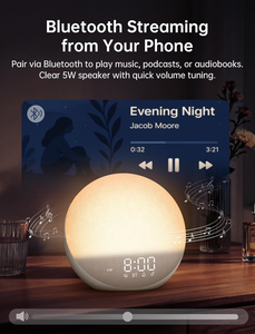 <span class=keywords><strong>Réveil</strong></span> Lumineux avec Machine à Bruit Blanc : Lumière <span class=keywords><strong>Réveil</strong></span> - Horloge à Intensité Réglable avec Haut-Parleur Bluetooth pour Chambre - 25 Sons Apaisants - Product Image 6