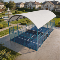 Structure de Toit Rétractable Imperméable pour Court de Padel, Abri Pare-Soleil pour Installation de Court de Tennis Extérieur