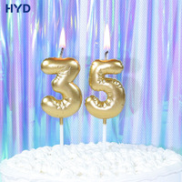 3D Goldfolien-Ballon Zahlenkerze Tortendekoration Mylar Geknitterte Zahlenkerze für Geburtstagstorten-Dekoration
