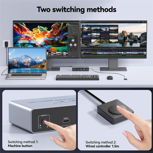 USB-C HDMI <span class=keywords><strong>KVM</strong></span>-Switch für 2 Monitore 2 Computer, <span class=keywords><strong>8K</strong></span> 60Hz 4K Dual-Monitor <span class=keywords><strong>KVM</strong></span> für Laptop Desktop, Teilen von 2 Monitoren 4 USB3.0-Geräten - Product Image 4
