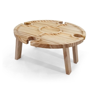 Sortie de printemps pique-nique <span class=keywords><strong>petite</strong></span> table portable verre à vin <span class=keywords><strong>rouge</strong></span> casier à vin <span class=keywords><strong>assiette</strong></span> en bois table à vin circulaire pliante extérieur - Product Image 4