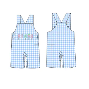 Wholesale Kids Clothing Ice Cream Embroidery Boy Bubble Boutique Baby Jumpsuit Summer Boy Romper