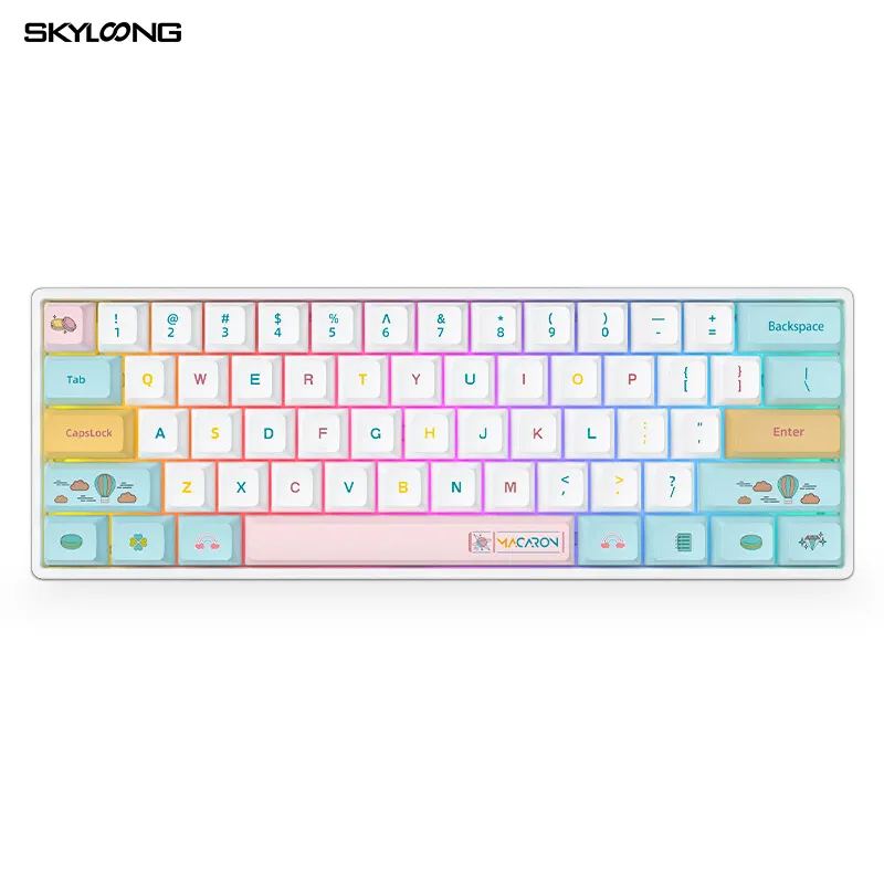 hot style custom white 60 split keyboard 64 keys rgb backlight game keyboard tkl 87 tactile blue switch uk layout keyboard