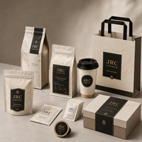 Colección de Bolsas de Café Premium con Impresión Personalizada, Bolsas con Fondo Plano y Diseño Exclusivo para Empacar Granos de Café