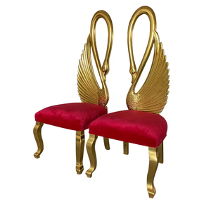 Lujo princesa Príncipe Rey reina loveseat trono silla blanco y oro novia y novio silla Cisne forma boda trono silla - Product Image 3
