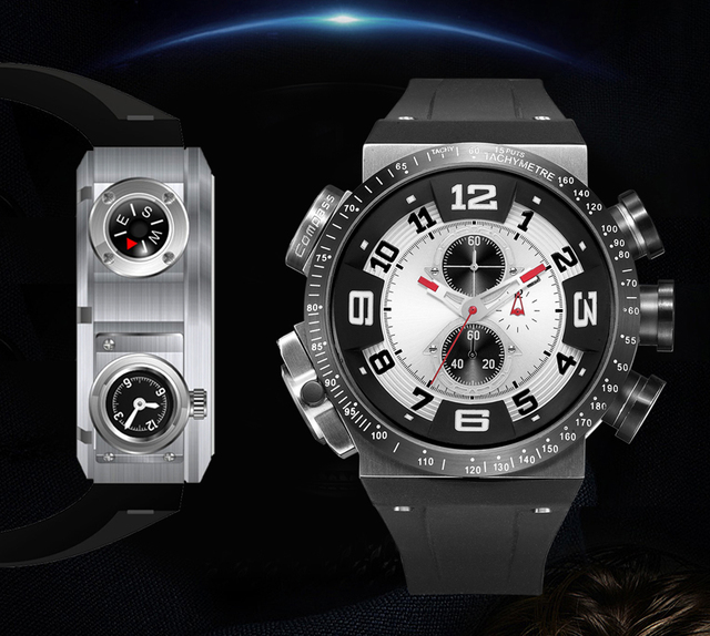 Unique Personality Private Label Watch Featuring Two Small Sub Hand Watch Compass Function Sporty Large Watches Custom LOGO