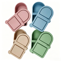 Nieuwe verdeelde siliconen snackbox, magnetronbestendig, bento lunchbox met klein sausbakje, lekvrij fruit opbergdoosje